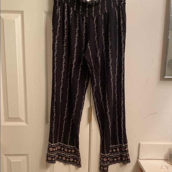 Black, Pink and White Striped Pants - Picture 1 of 6